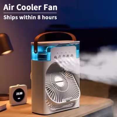 Enfriador de aire portátil con humidificador y luz LED 3 en 1