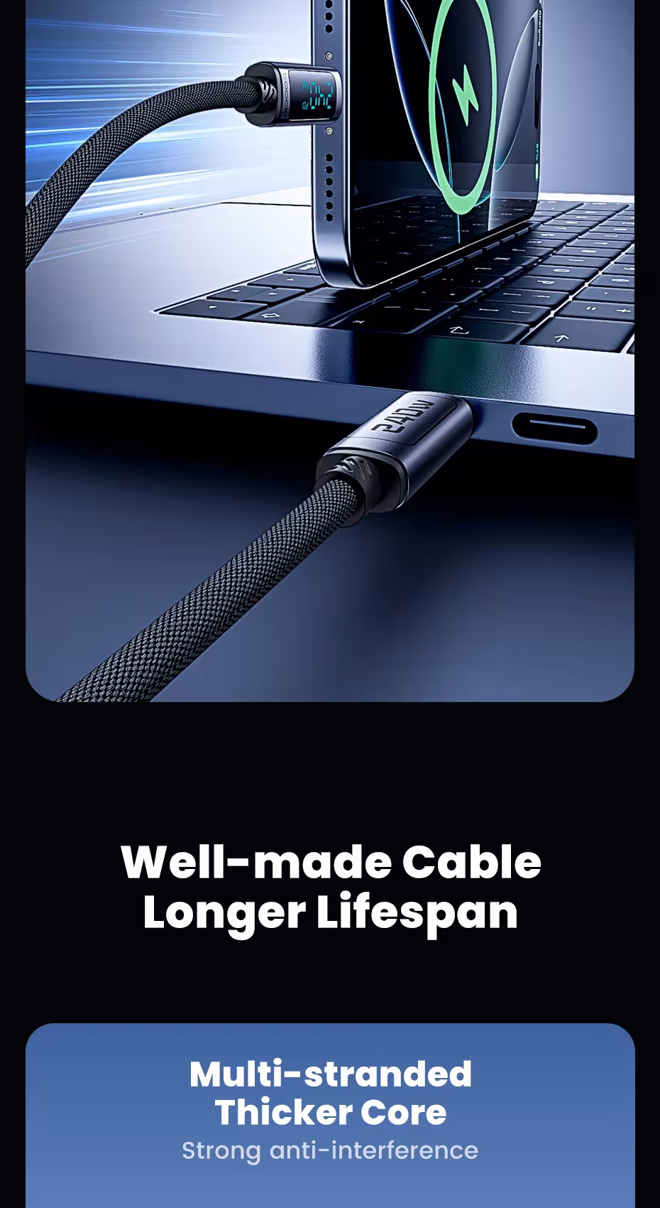 USB C kabelis 240W