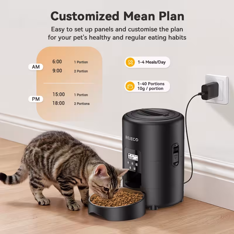 Distributore automatico per animali domestici ROJECO da 2L per gatti e cani con controllo intelligente e sistema di pulsanti