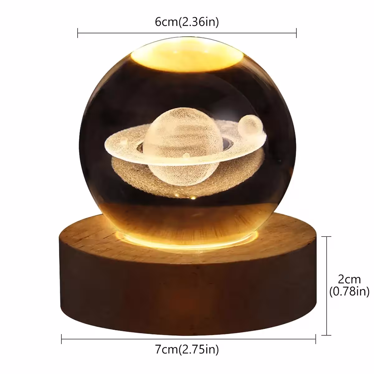 lampada notturna con sfera di cristallo