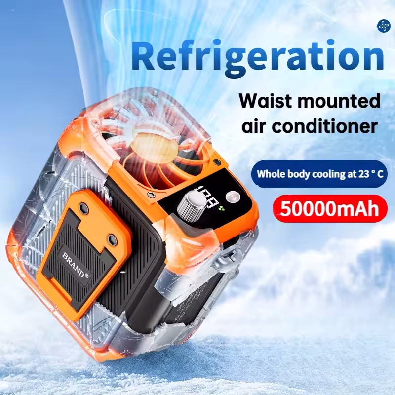 Mini ventilatore da collo portatile USB senza pale, con funzione power bank, display digitale e torcia a LED