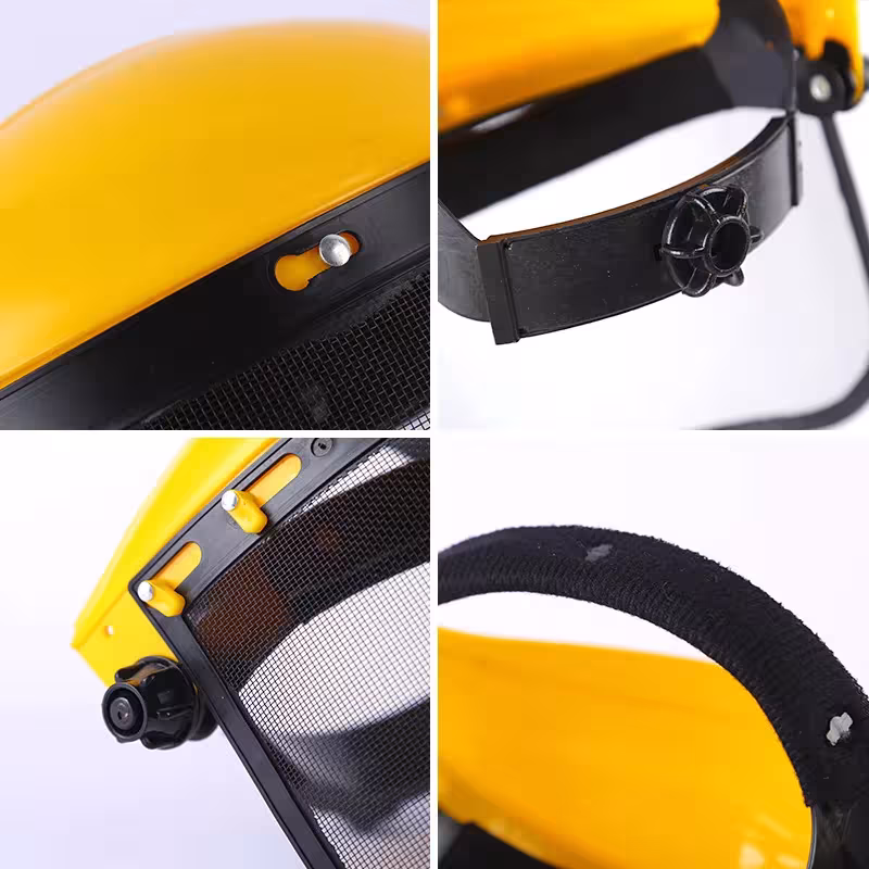 casco protector facial con malla