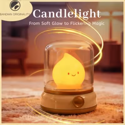 Mini desk LED night light, USB rechargeable, oil lamp design decoration