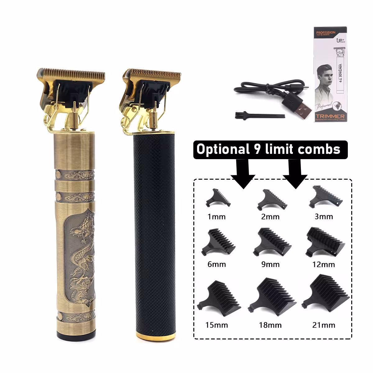 Professional hair clipper T9 for men with USB charging and long battery life