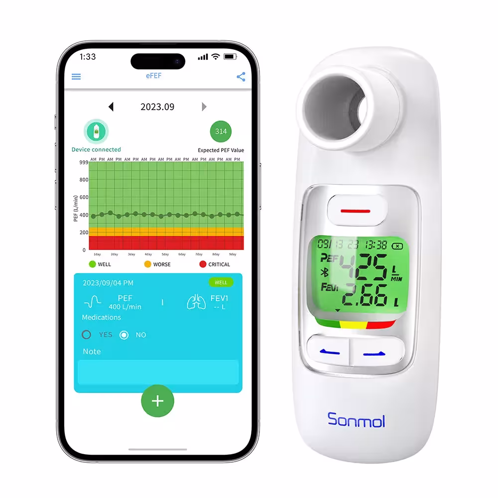 Spiromètre électronique de débit d'air avec Bluetooth pour enfants et adultes