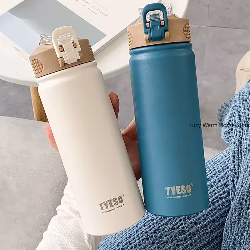 Didelės talpos nerūdijančio plieno termosas su šiaudeliu 750/600ML, išlaiko šaltą ir karštą temperatūrą