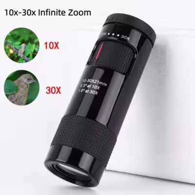 Mini monokuliaras žiūronas 10-30x21 su FMC lęšio danga ir BAK4 prizme, nešiojamas turizmui, medžioklei ir kelionėms