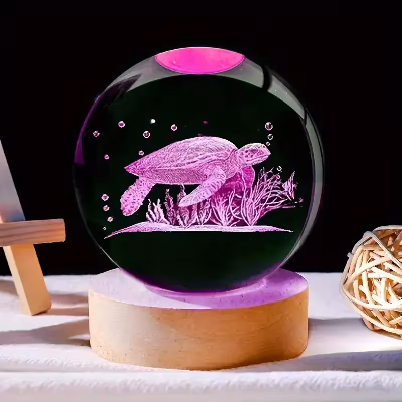 lampada da comodino con sfera di cristallo