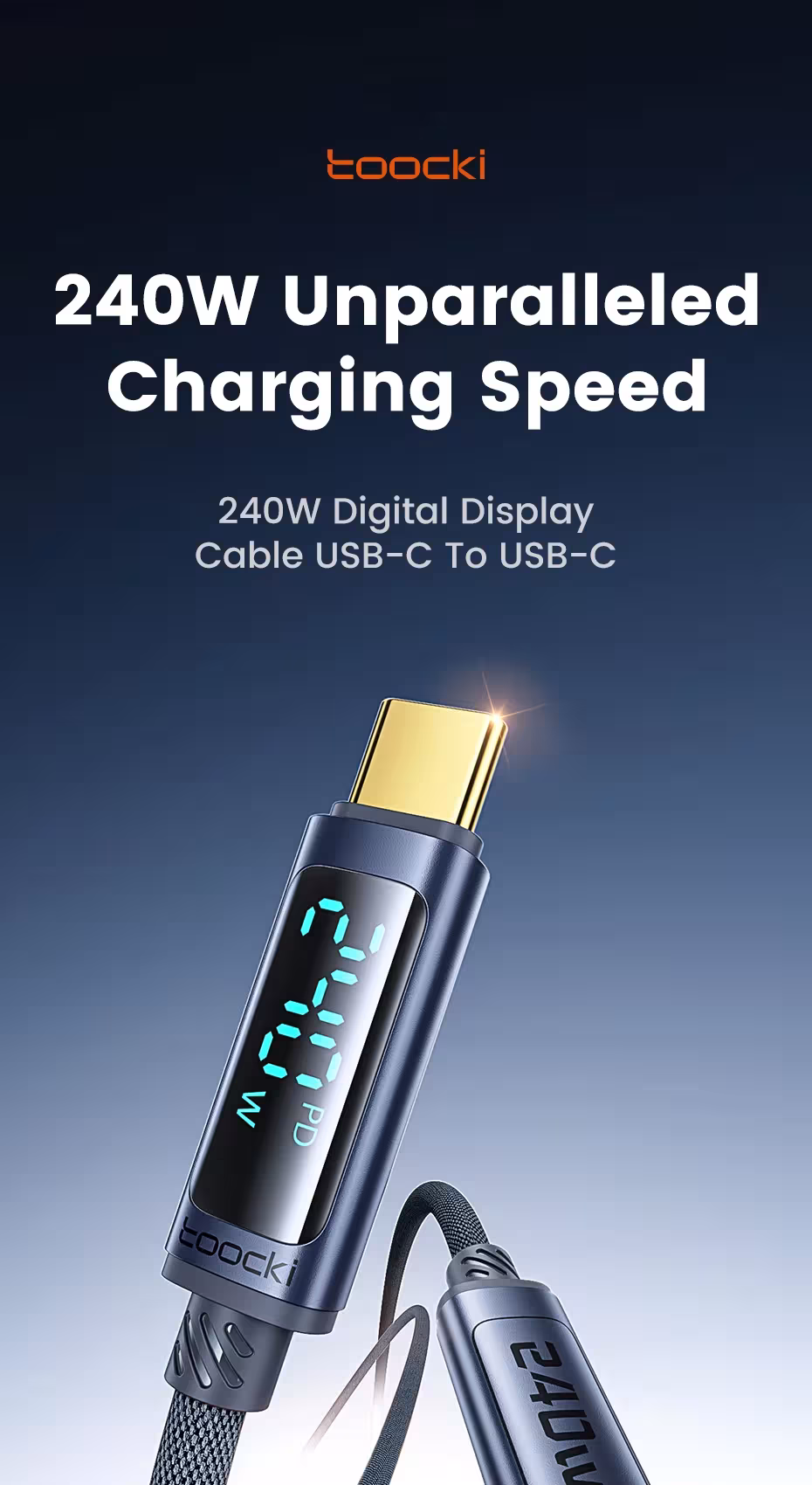USB C kabelis 240W