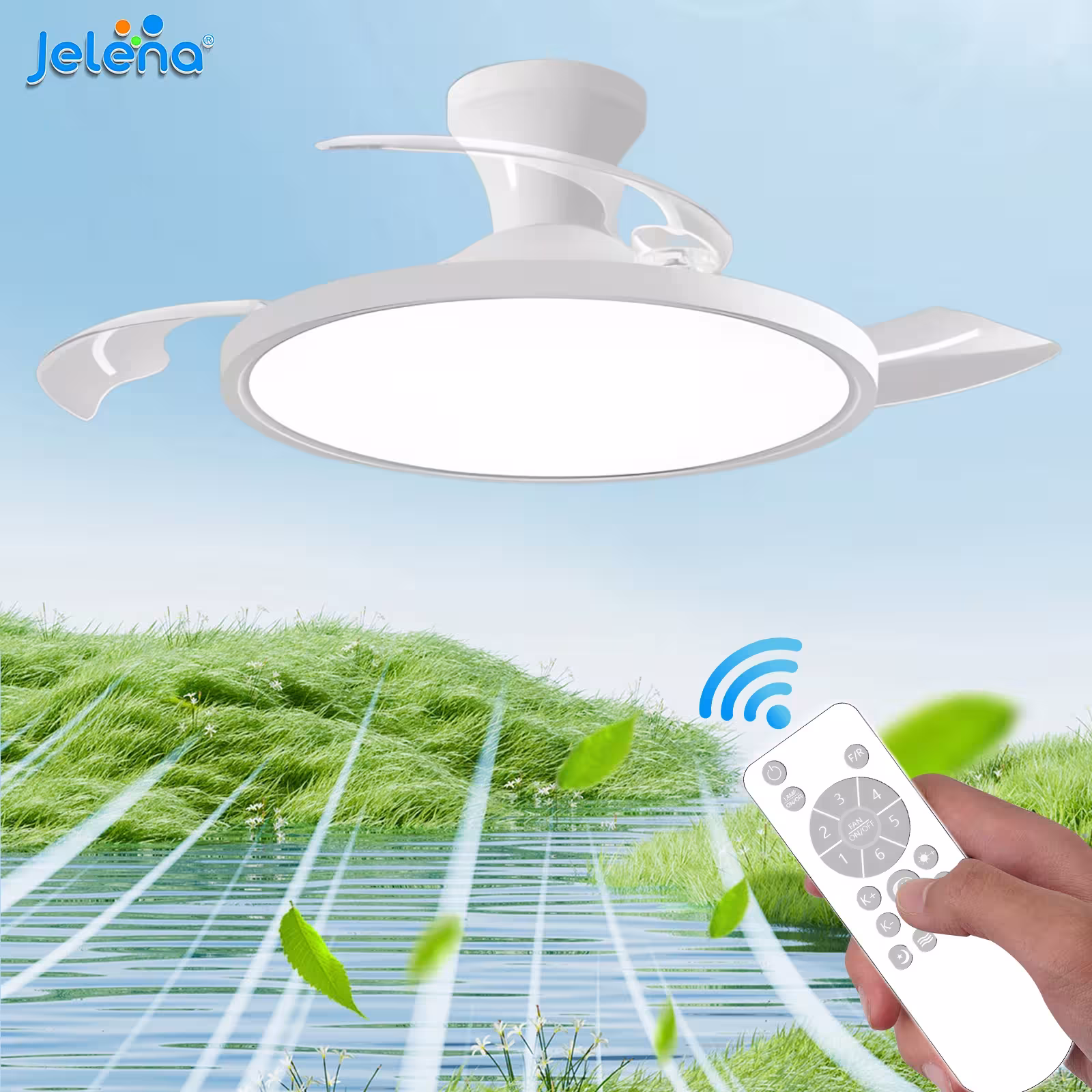 ventilatore a soffitto intelligente con luce