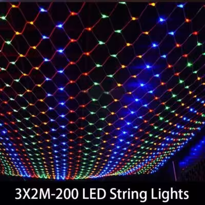 LED tinklo girlianda kalėdoms, vestuvėms, sodui ir namų dekoravimui su kelių režimų šviesa