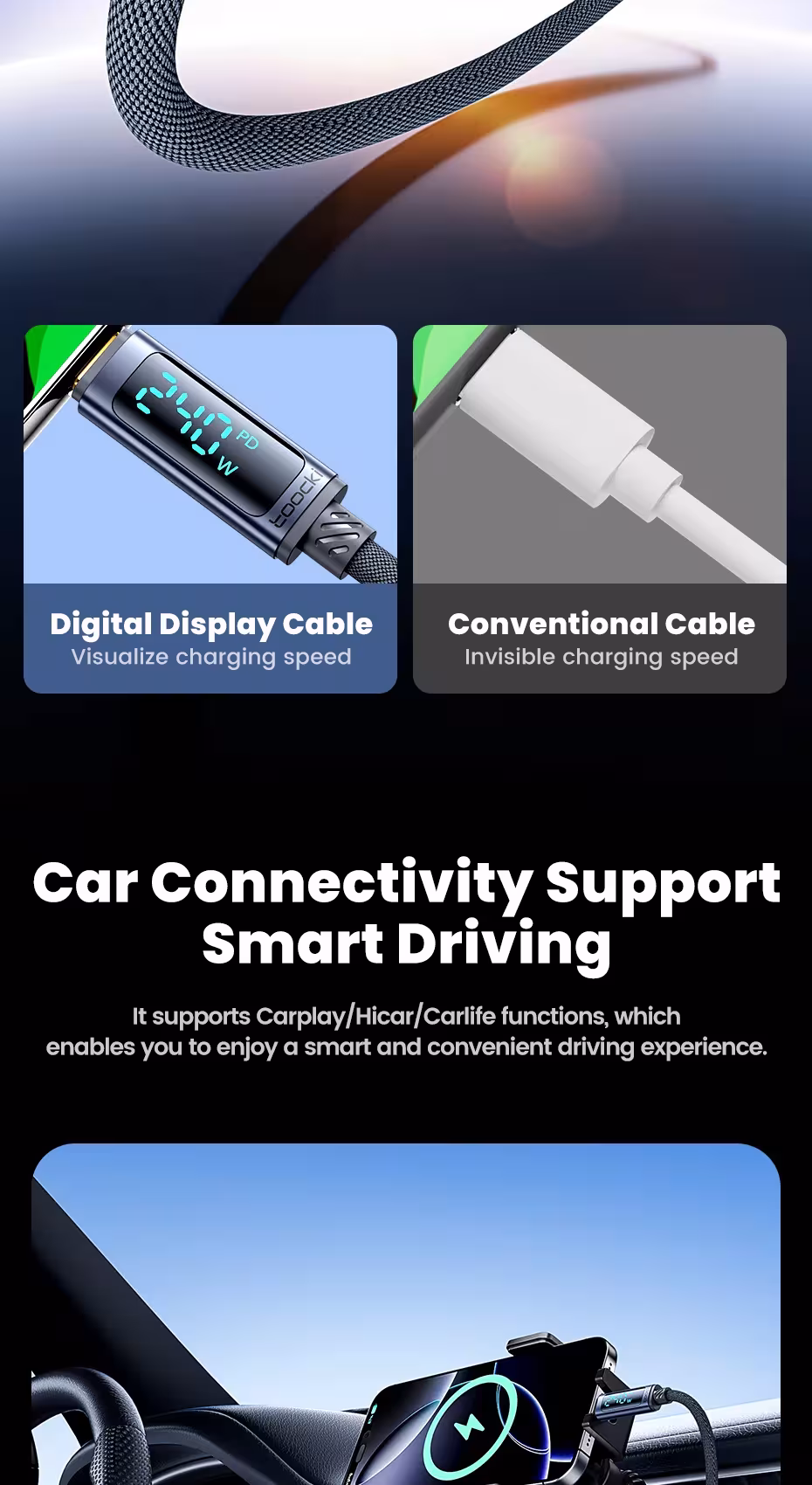 USB C kabelis 240W