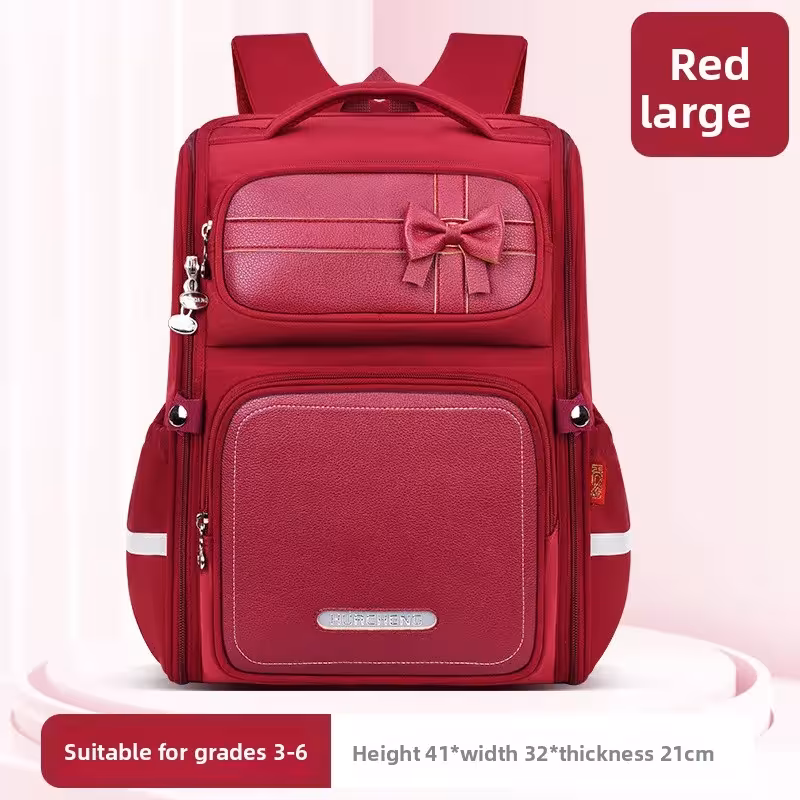 Sac à dos pour fille avec ruban, motif spatial dégradé, sac à dos en nylon de 2 tailles, pour les enfants de 7 à 12 ans