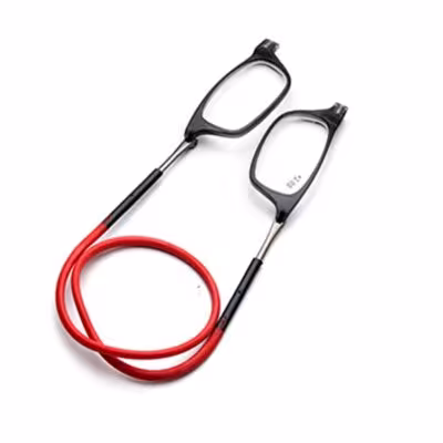 Lunettes de lecture pliables avec fermeture magnétique et cordon, verres en résine HD