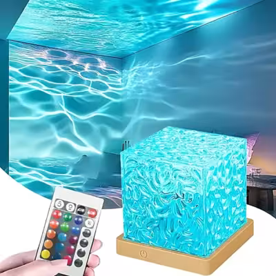 Ocean wave aurora projector with USB and remote control, RGB 16 color night light
