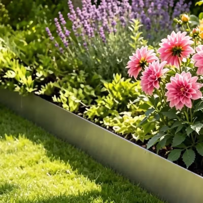 Bordures, 10 pièces, 10 x 103 x 0,05 cm, en acier inoxydable, flexibles et pratiques pour l'aménagement paysager du jardin.