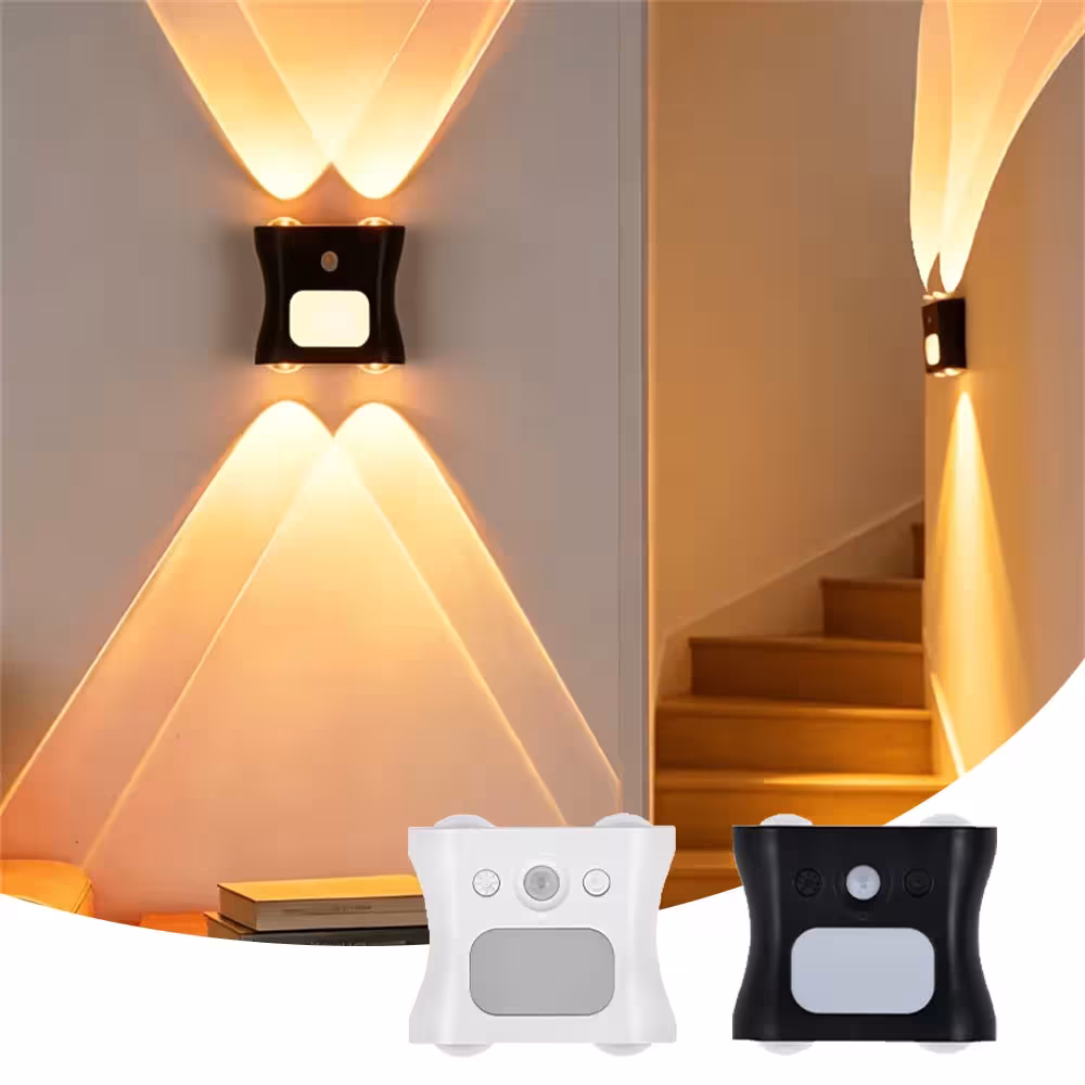 Lampada notturna LED RGB con sensore di movimento, 16 colori, sensore a infrarossi, lampada da parete ricaricabile