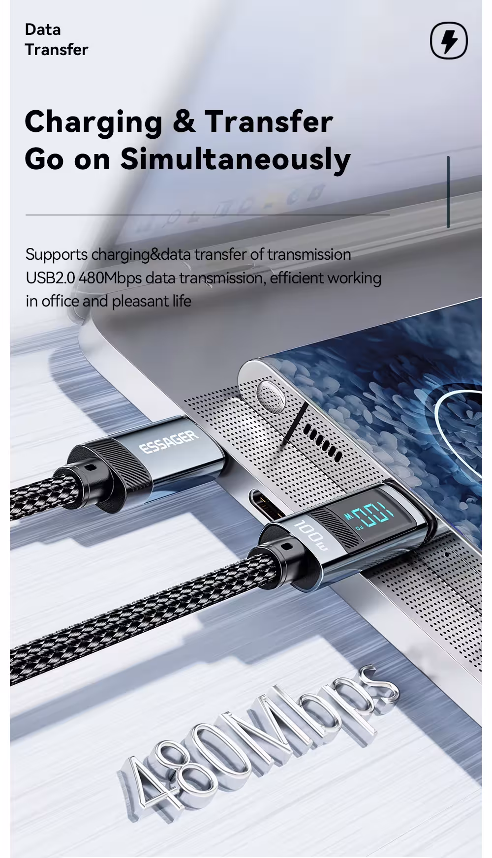USB-C kabelis 240W