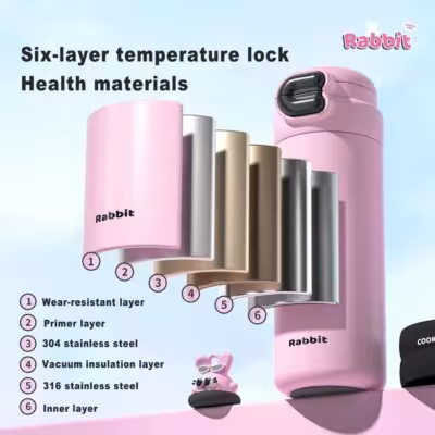 COOKER KING 500ml nerūdijančio plieno vakuuminis termobuteliukas moterims – nelaidus vandeniui, elegantiškas ir kompaktiškas kelioninis gertuvas