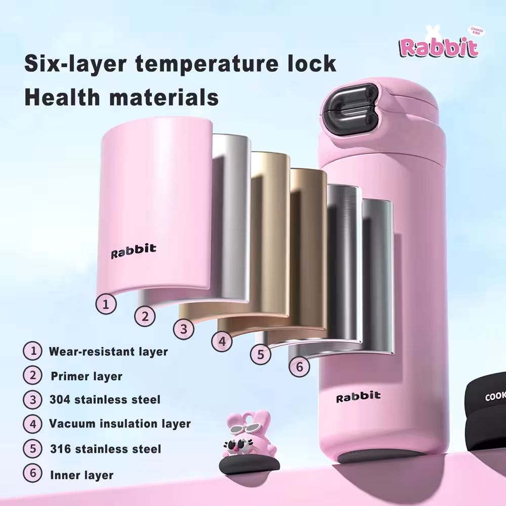COOKER KING 500ml nerūdijančio plieno vakuuminis termobuteliukas moterims – nelaidus vandeniui, elegantiškas ir kompaktiškas kelioninis gertuvas