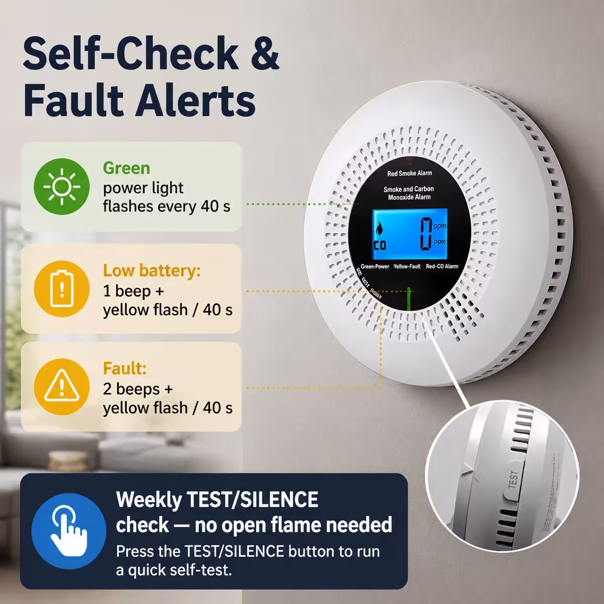 smoke and CO detector with WiFi