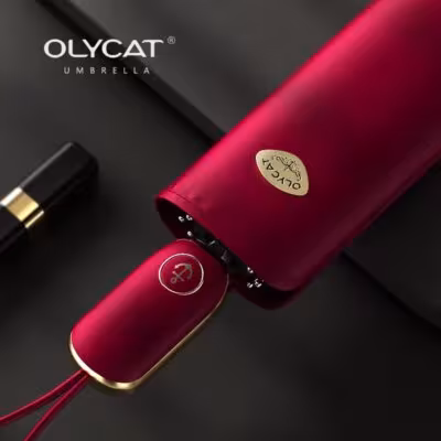 OLYCAT automatinis plokščias skėtis moterims nuo saulės ir vėjo su UV apsauga, kompaktiškas