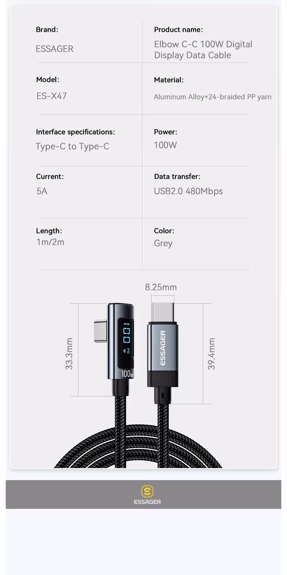 Câble USB Type C 100W