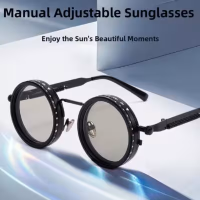 Gafas de sol ND9 con 9 niveles de ajuste, diseño retro, gafas redondas para pesca, con estuche