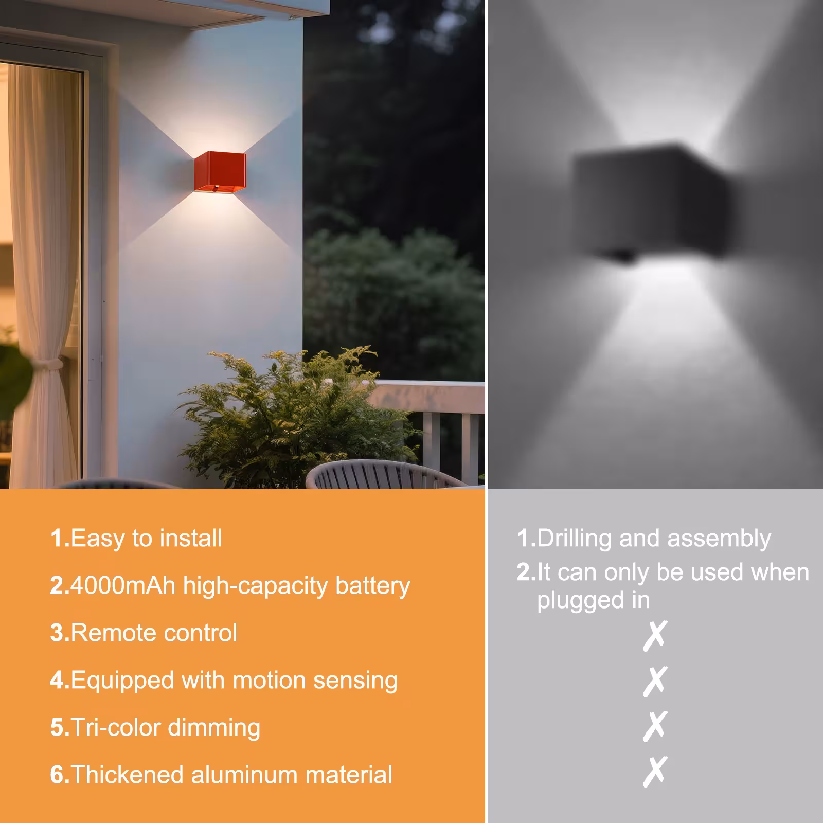 wireless LED wall lamp