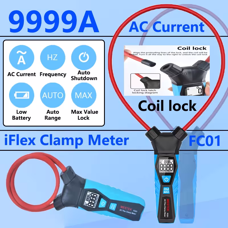 Professional electrician tester 10000A current detection tool with flexible clamping meters