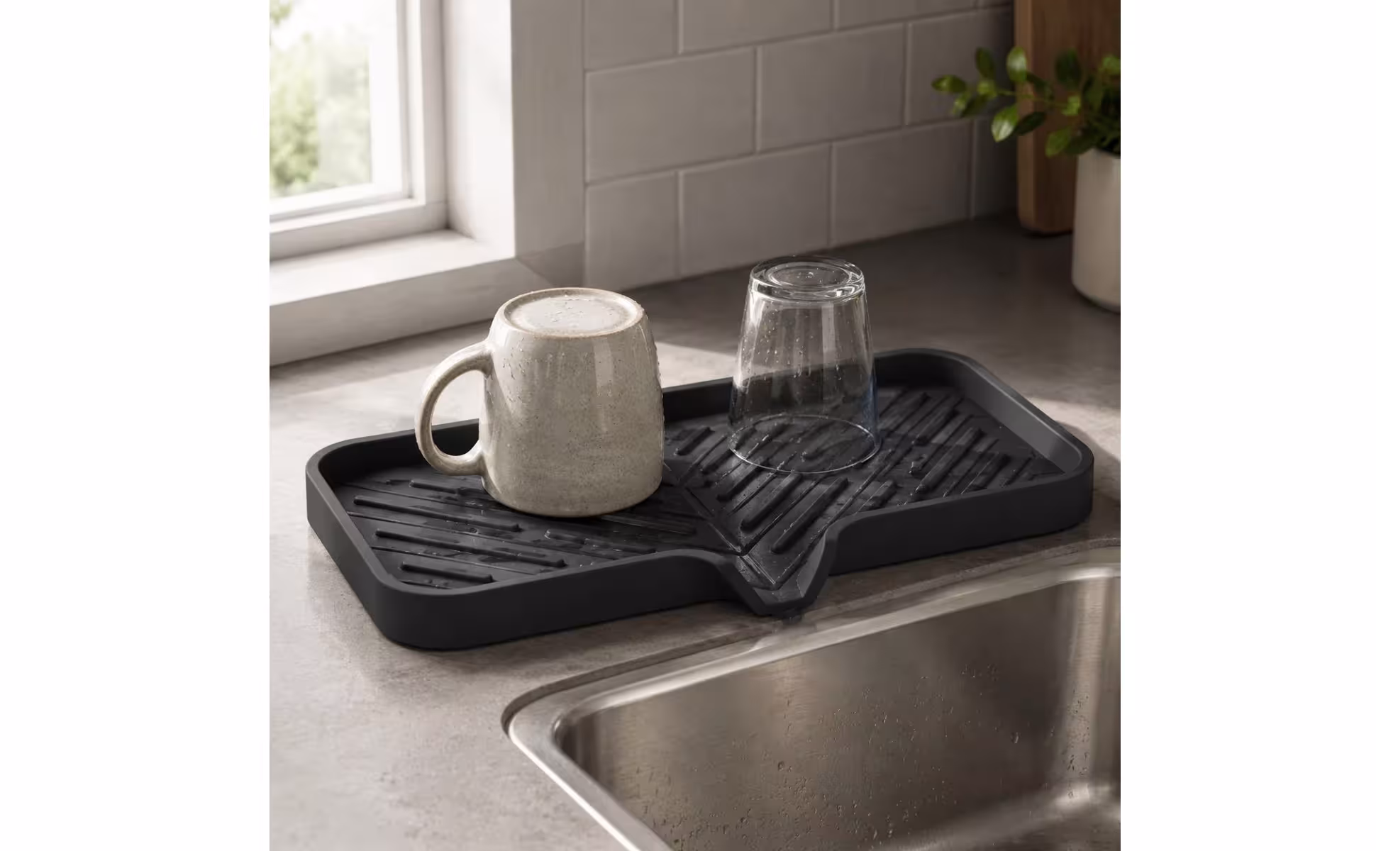 Alfombrilla de drenaje de silicona con ranura, bandeja de drenaje rectangular, accesorio para el hogar con esquinas redondeadas para encimera de cocina Alfombrilla de drenaje de silicona con ranura, bandeja de drenaje rectangular, accesorio para el hogar con esquinas redondeadas para encimera de cocina