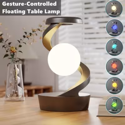 Creative rotating lamp with levitation effect, 15W wireless charger, and RGB night light