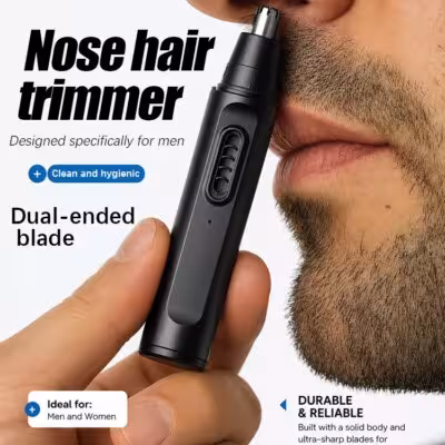 Trimmer per naso e orecchie per uomo, lavabile, portatile, ideale per la cura del viso.