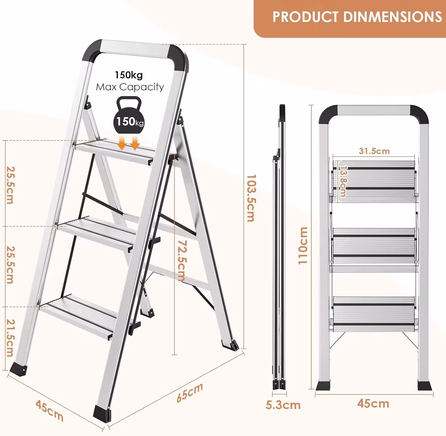 Aluminum ladder with platform