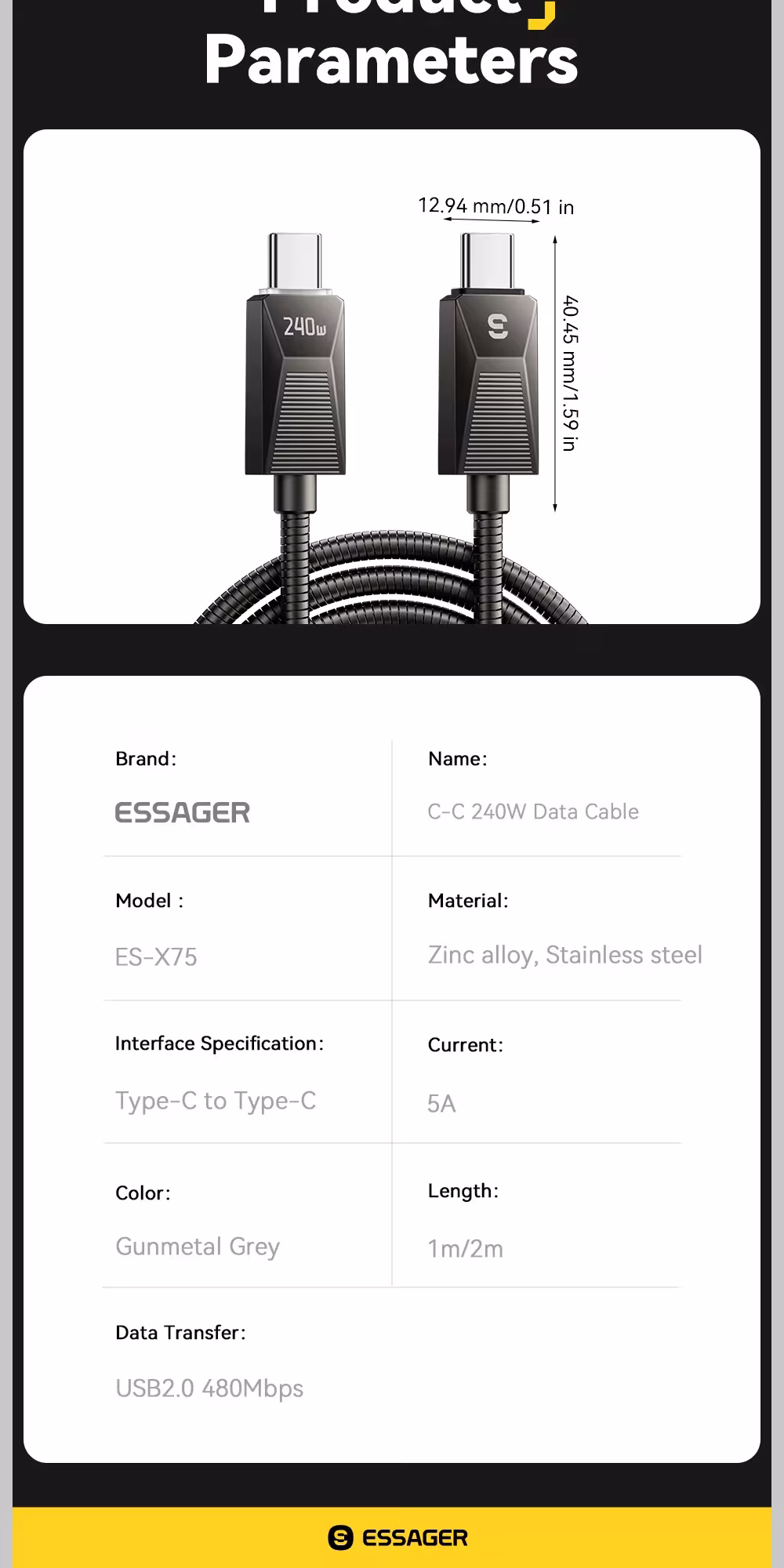 Câble Type-C 240W