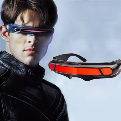 X-Man Cyclops kosplėjaus stiliaus poliarizuoti saulės akiniai vyrams ir moterims su atminties medžiagos rėmeliais