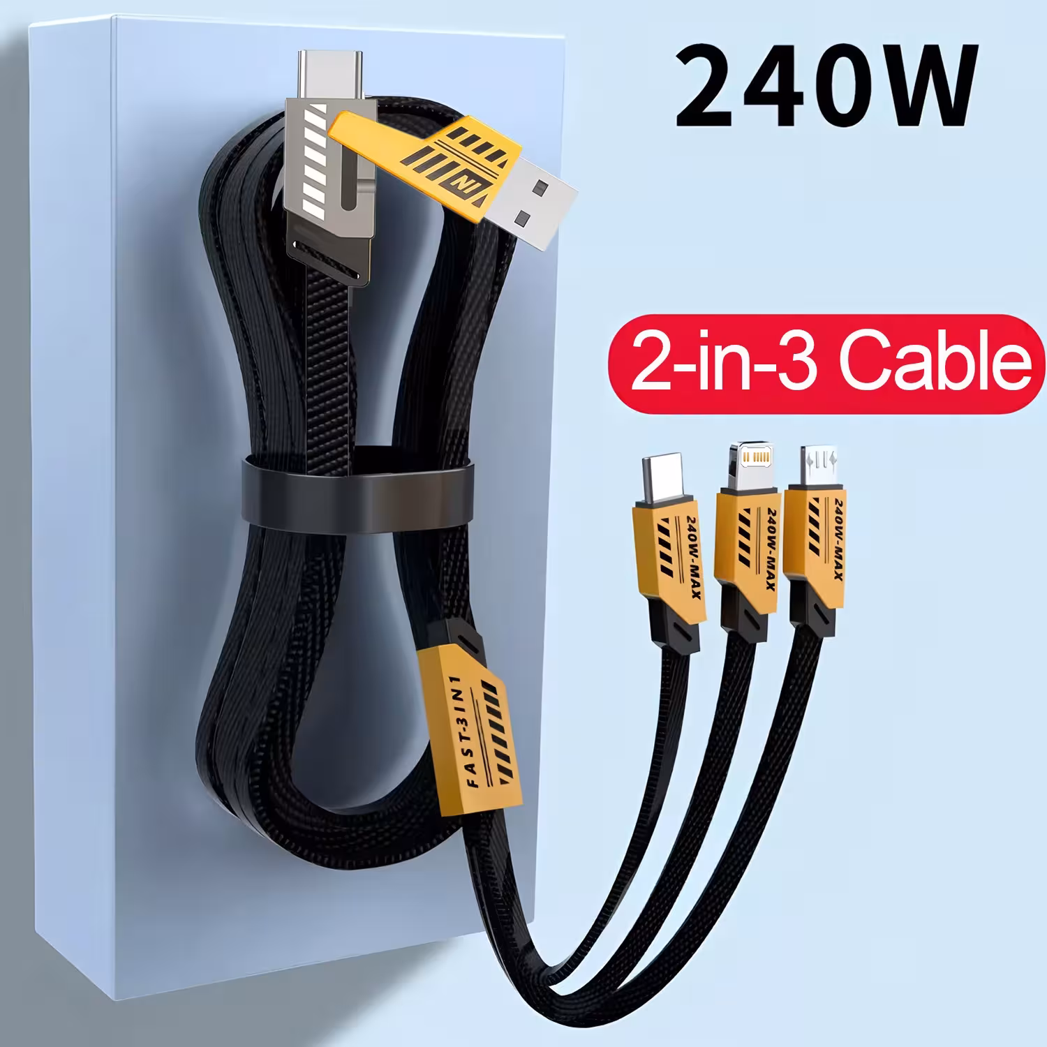 Câble de charge rapide USB Type C pour téléphone, ordinateur et montre, 240W, 1,2 m
