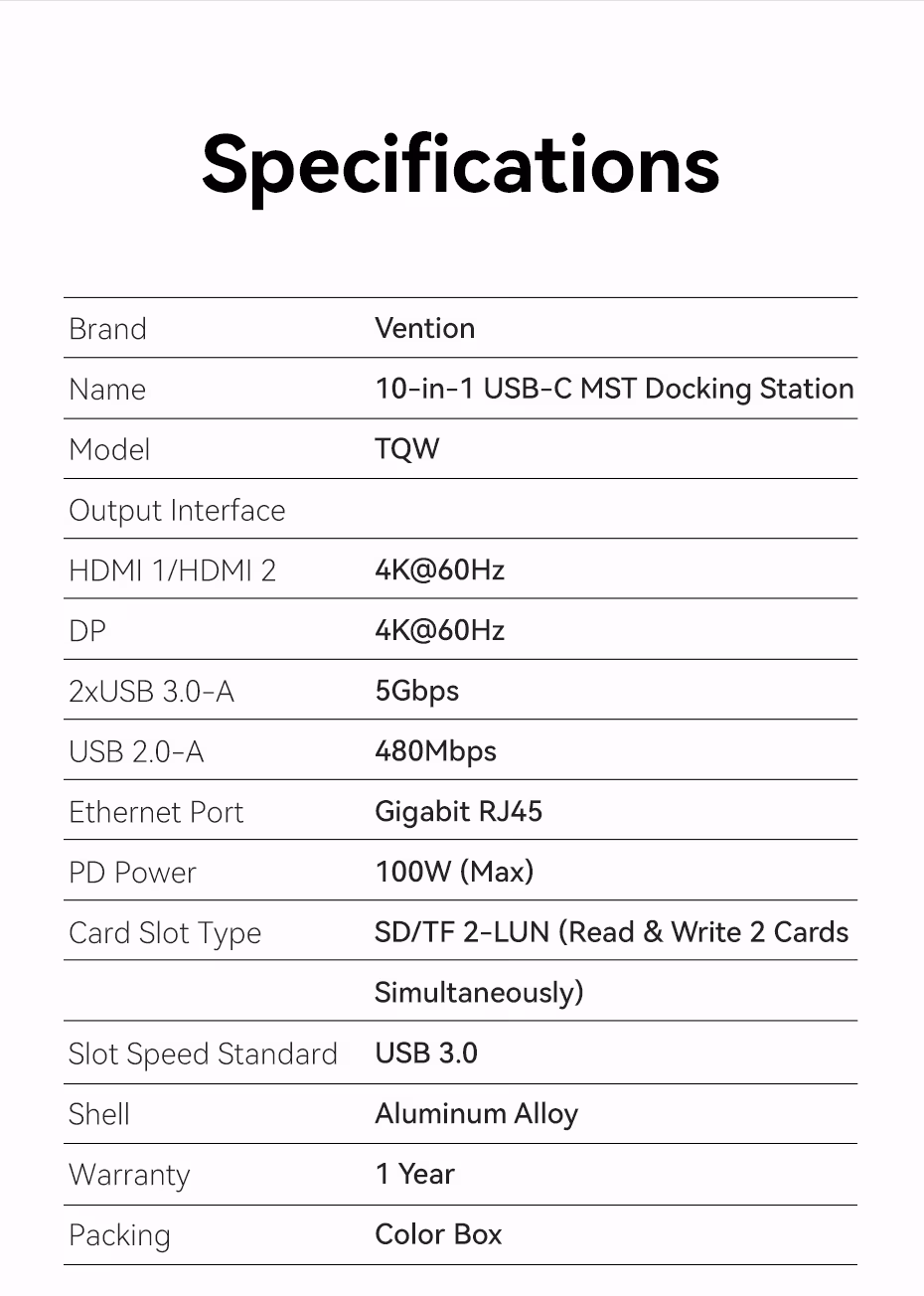 Docking station USB C