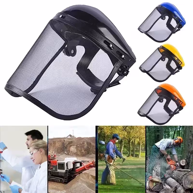 casco protector facial con malla