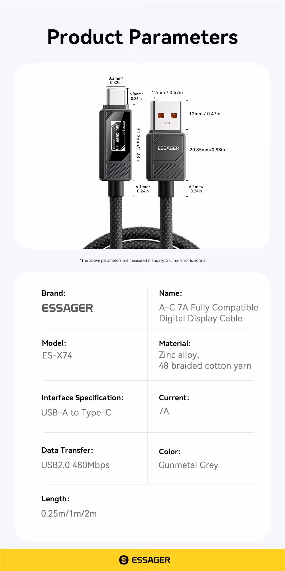 USB C kabelis 100W