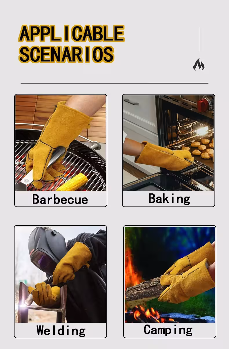 fire-resistant leather work gloves