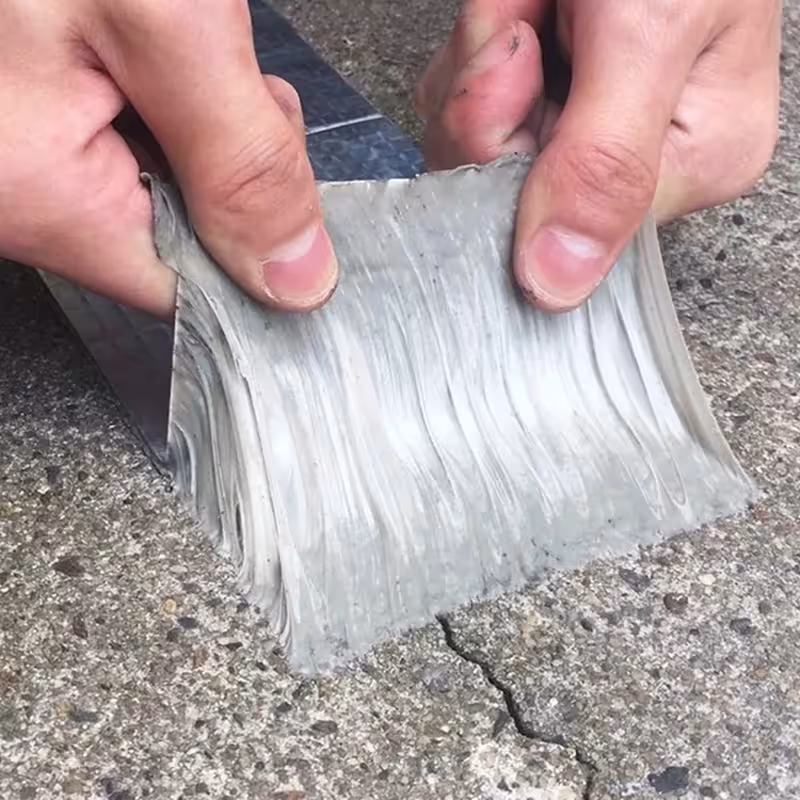 Self-adhesive waterproof butyl sealing tape with aluminum foil for roof, wall, and pipe repairs.
