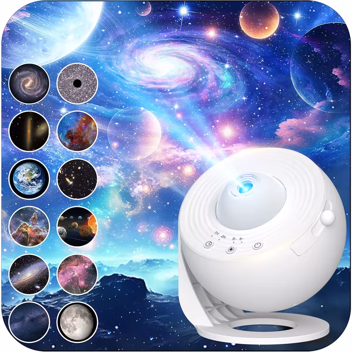 Projecteur galactique avec 13 disques, résolution HD, minuterie, mise au point réglable pour chambre