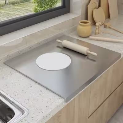 Planche à découper en forme de L en acier inoxydable, grande, outil de cuisine double face