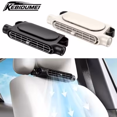Car seat cooling fan with 3 speed settings, USB 5V/2A charging and 3000mAh battery
