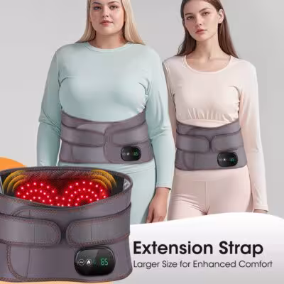 Cordless heating back massager with vibration and red light