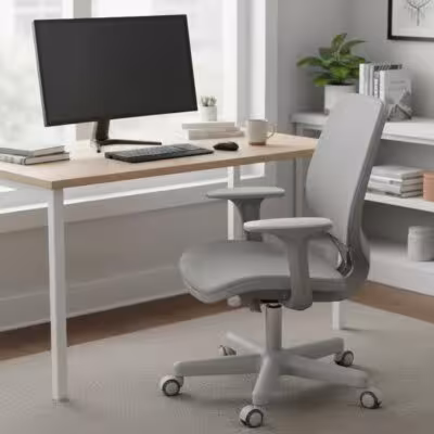 Ergonomiška biuro kėdė su sukimosi funkcija, reguliuojamas aukštis, 55 x 48 x 82,5-94,5 cm, pilka