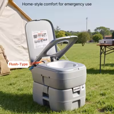 Toilettes portables pour camping avec réservoir de déchets de 30 L, 200 chasses d'eau et indicateur de niveau, idéales pour les voyages en camping-car, la randonnée ou la navigation.