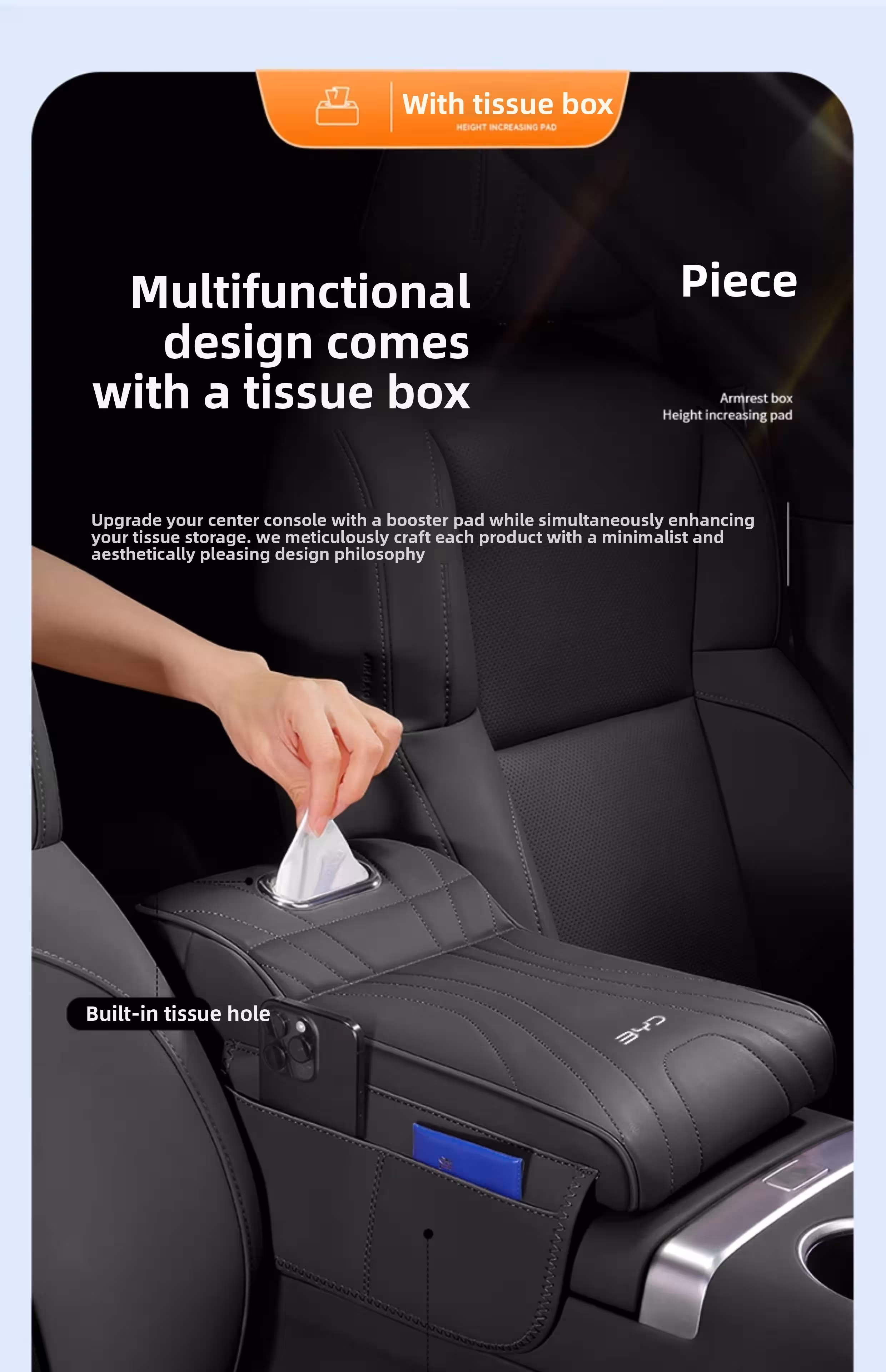 Armrest box lifting cushion