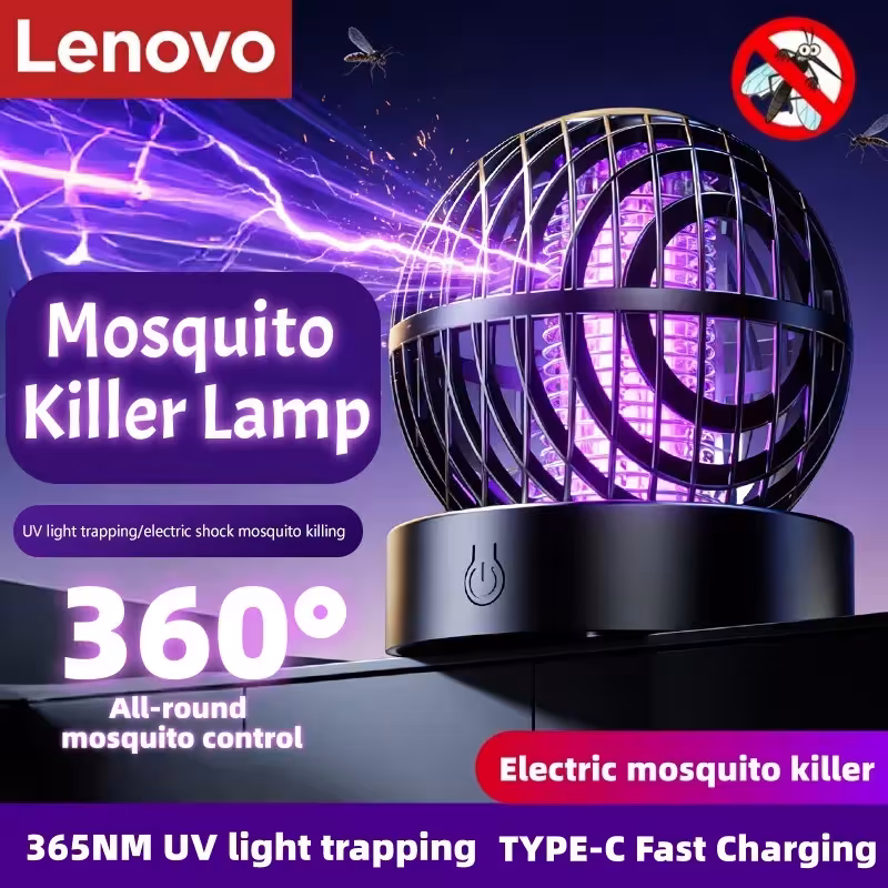 Lenovo nešiojama uodų naikinimo lempa 3000V su UV šviesa, USB įkraunama, kelionėms ir stovyklavimui